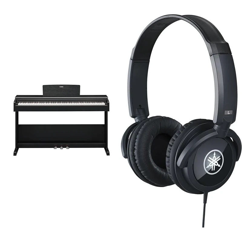 Yamaha ARIUS YDP-105 Digital Piano - Modern and Stylish Home Piano for Beginners in Black bundled with HPH-100 Headphones