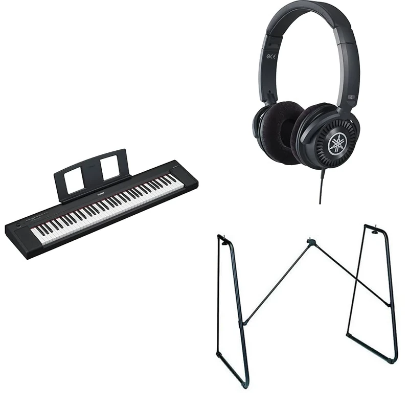 Yamaha NP-35 Piaggero Digital Keyboard with 76 Graded Soft-Touch Sensitive Keys bundled with HPH-150 Headphones, L-2C Keyboard Stand
