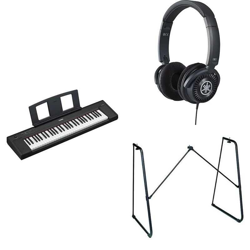 Yamaha NP-15 Piaggero Digital Keyboard with 61 Touch Sensitive Keys bundled with HPH-150 Headphones, L-2C Keyboard Stand