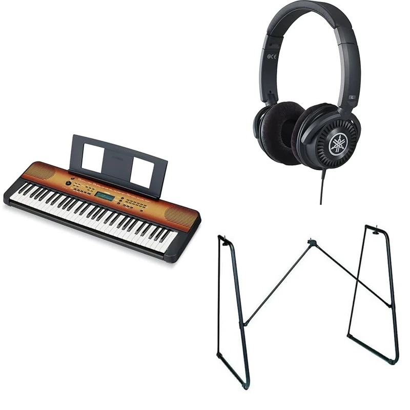 Yamaha Digital Keyboard PSR-E360MA, Maple - Entry-level digital keyboard bundled with HPH-150 Headphones, L-2C Keyboard Stand