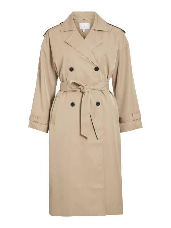 Vila Women's Viaddison L/S Long Trench Coat Noos, Savannah Tan, 10