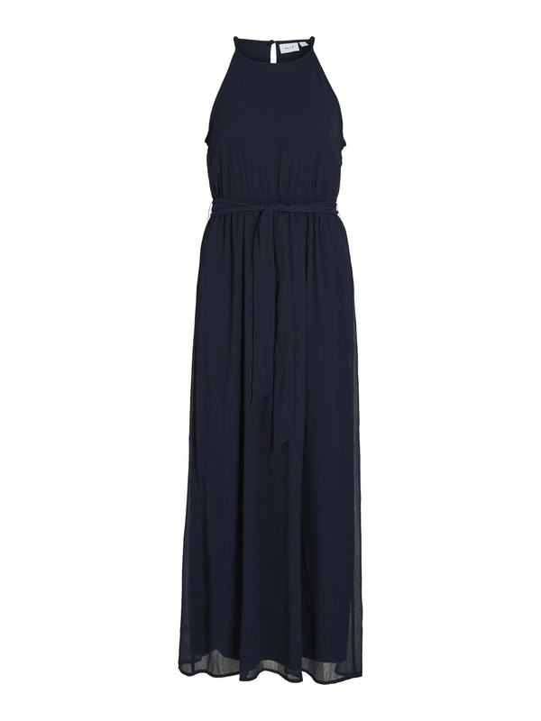 Vila Women's Vifalia Belted Long Dress-Noos/Dc, Blazer Navy, 18