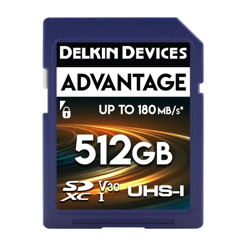 Delkin Devices 512GB Advantage SDXC Memory Card UHS-I - Up to 150MB/s Write, 180MB/s Read, Memory Cards for Cameras with C10, U3, V30, 4K UHD, Full Size SD Card