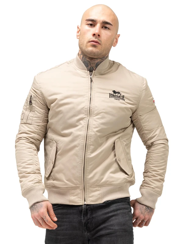 Lonsdale TERN HILL Men's Slim Fit Jacket, Beige, S, Sand/Black, S