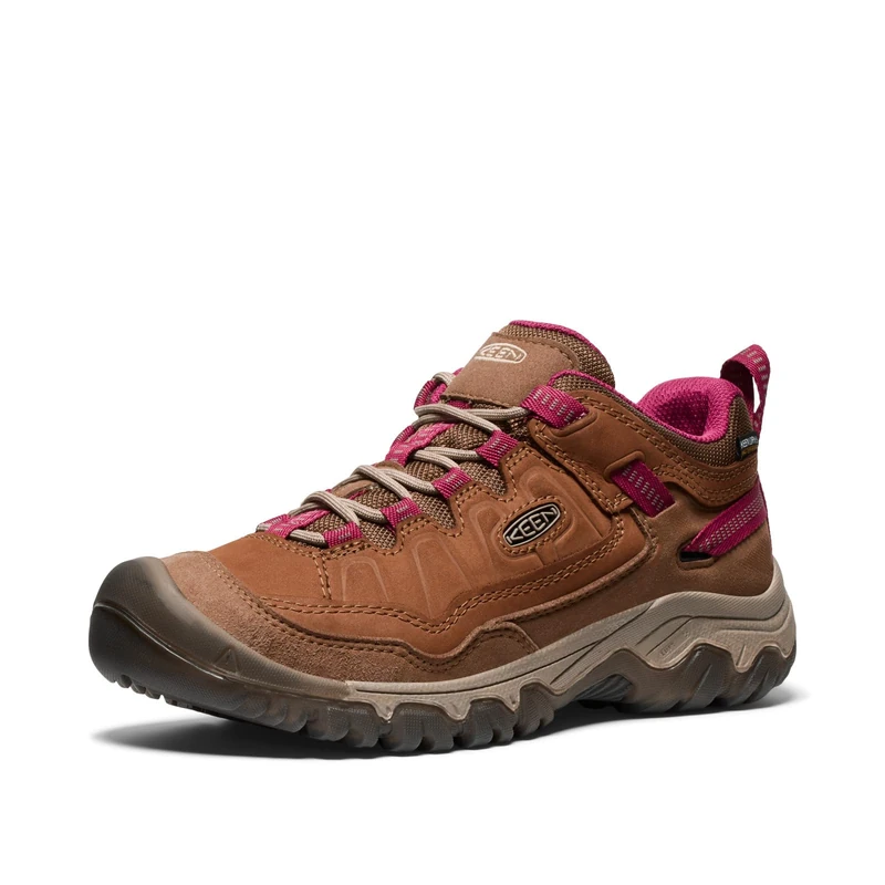 KEEN Women's Targhee 4 Waterproof Hiking Shoes, Bison/Beaujolais, 4