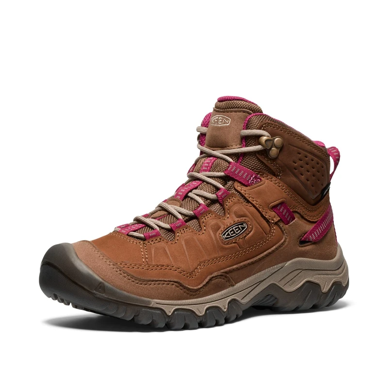 KEEN Women's Targhee 4 Mid Waterproof Hiking Boots, Bison/Beaujolais, 6.5
