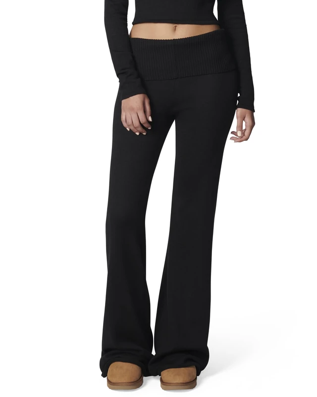 florence by mills Women's Fold Over Waistband Wide Leg Pant Casual, Black, S - Image 1
