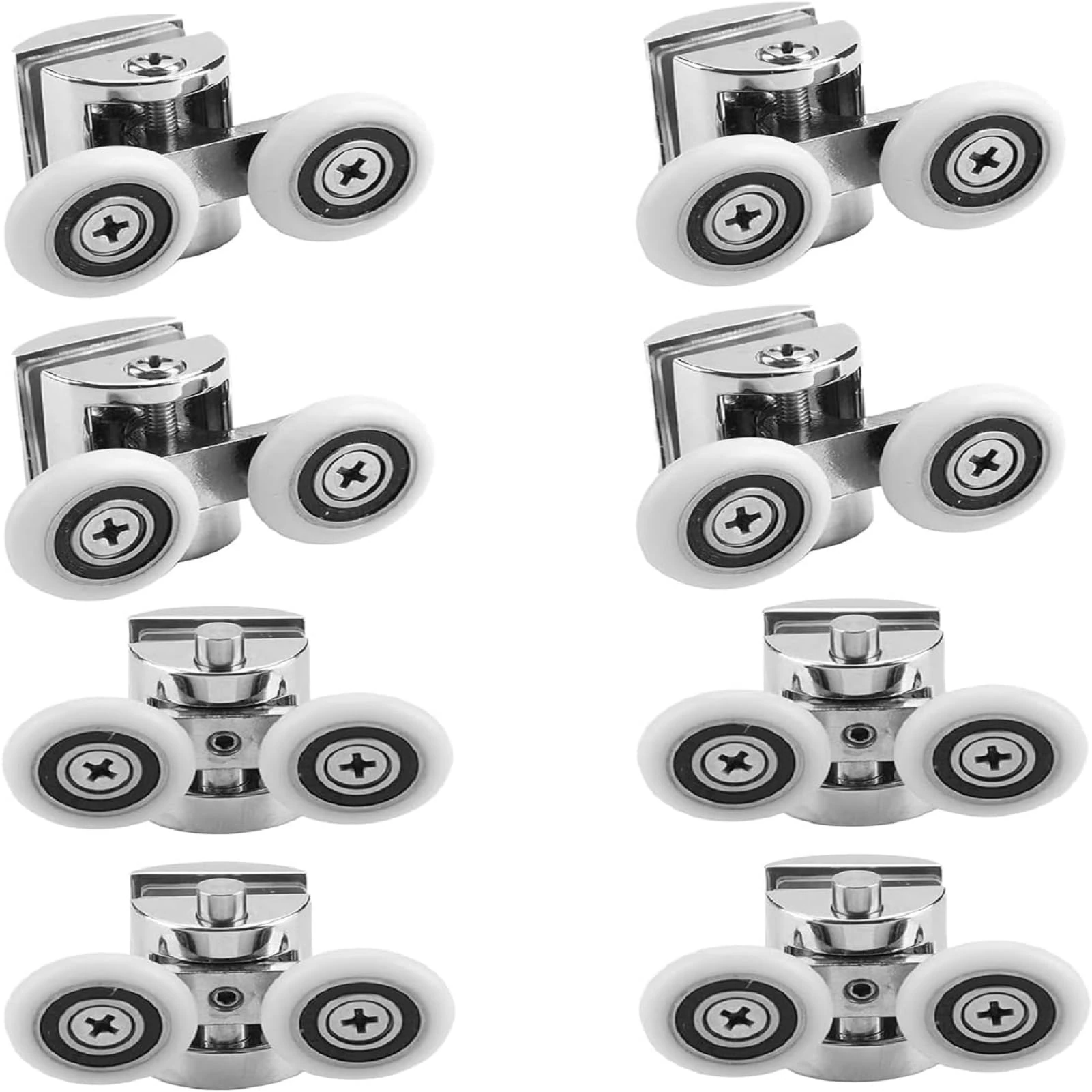 Holdfiturn 8Pcs 25mm Showers Doors Wheel Rollers Zinc Alloy Showers Door Rollers Runners Fixing Pulleys Replacement Shower Door Fixing Wheels(4 Top + 4 Buttom)
