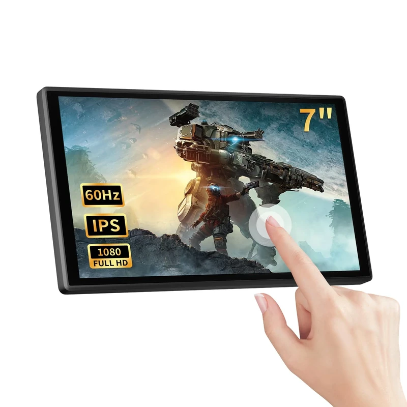 PeakDo - 7 inch Portable Touch Screen, Mini 1080P 60Hz USB C HDMI, Ultra Slim LCD Display, Lightweight, IPS Second Screen for Gaming, Work, PS5, Xbox, Switch