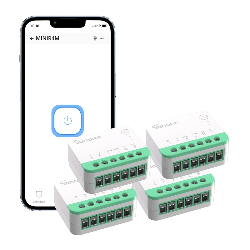SONOFF Matter Smart Switch，Wifi Mini DIY Module，works with Alexa/Google Home，4 PACK，Neutral Required