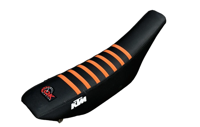 QK RACING Premium Multi Grip Seat Cover - Compatible Fit for KTM Sx Sxf 125 250 350 450 seat Cover 2001-2006 Black Orange Rib S28