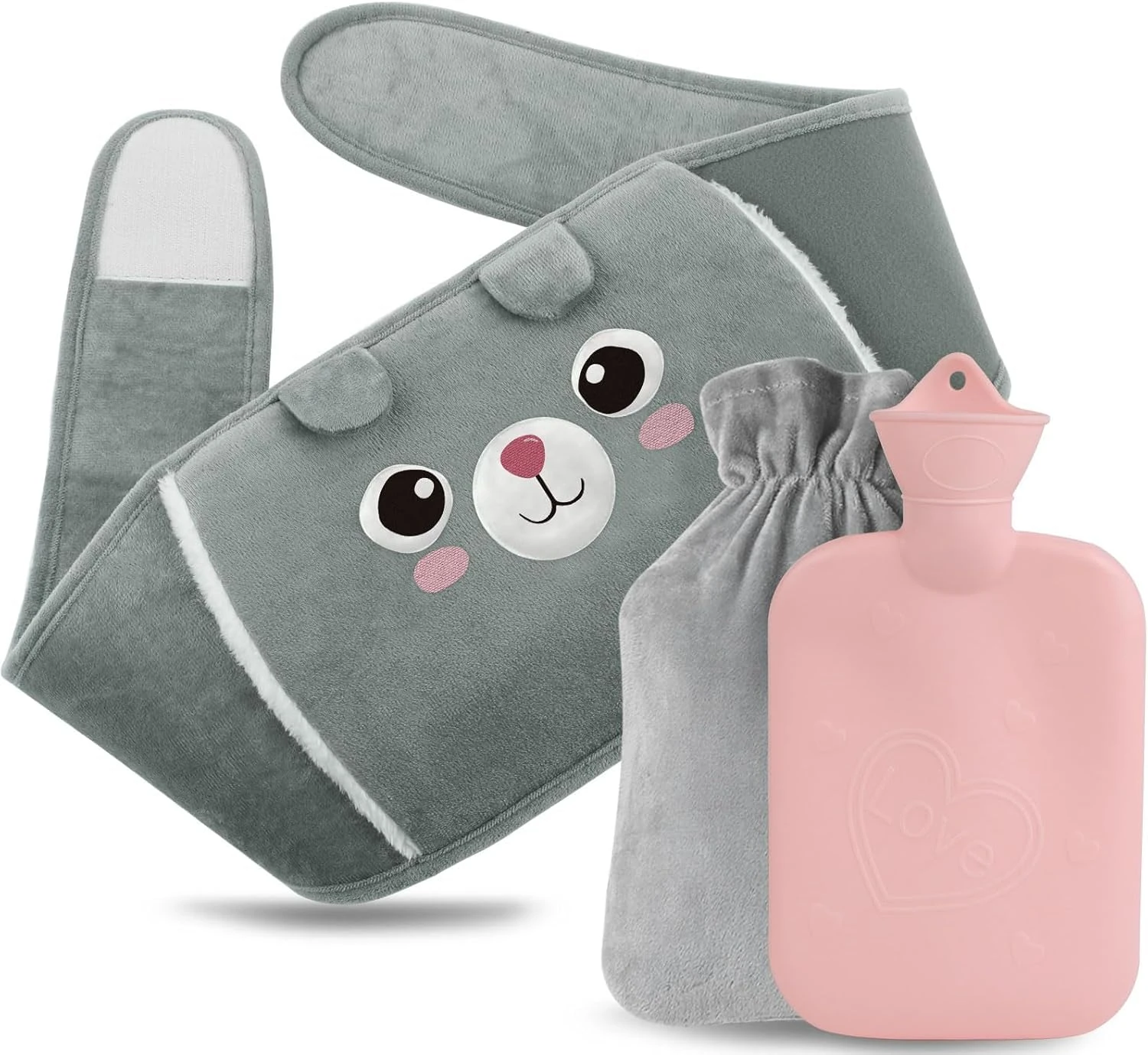 Hot Water Bottle with Belt, Wailt Cover, Rubber for Neck and Shoulder, Back, Legs,Waist Warm