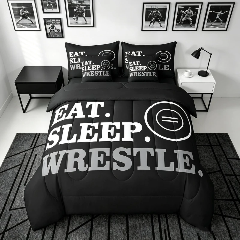 Feelyou Queen Wrestle Bedding Set Boys Girls Wrestling Comforter Set 7 Piece for Kids Women Men Soft Sports Bedding Queen Comforter Set Soft Quilt Boys Bed Set with Sheets, Pillowcases, Pillow Covers