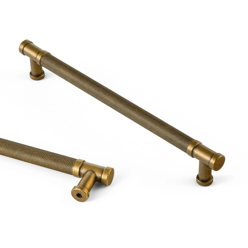 Goo-Ki 6 Pack Knurled Antique Brass Cabinet Handle Drawer Pulls, 7.56in(192mm) c-c Vintage Bronze Bar Pull Kitchen Hardware for Closet Dresser Wardrobe Cupboard Furniture, 2210GT-192