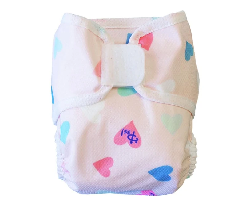Pss! Reusable Fabric Adjustable Nappy - Hearts Pattern