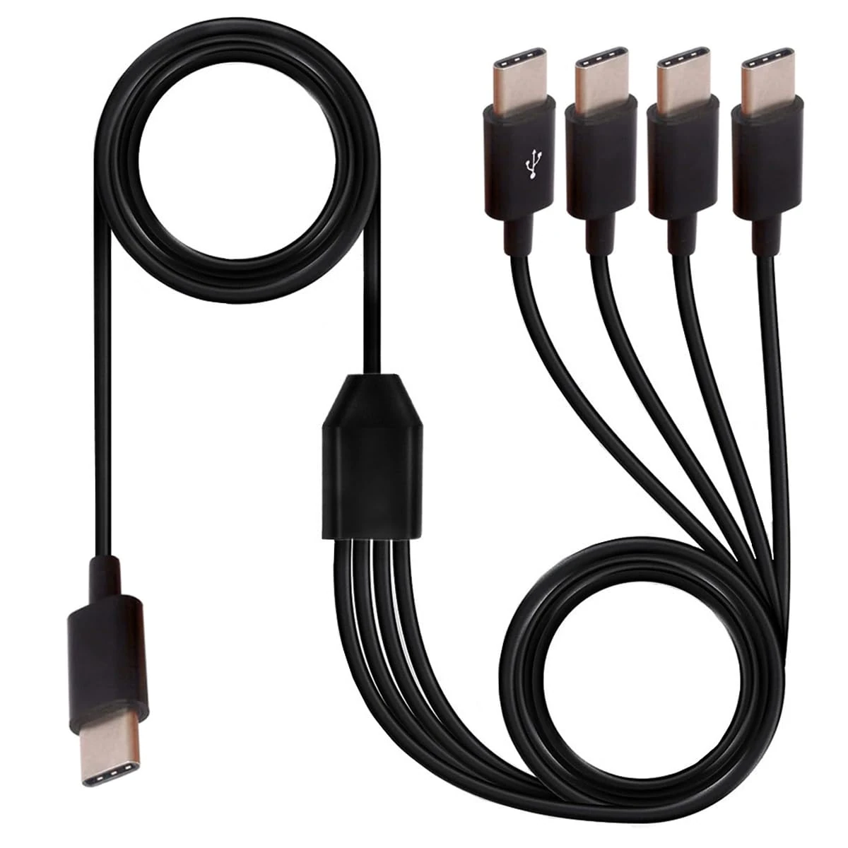 HUHANGGOD Multi USB-C Splitter 4-in-1 Cable - Type C Male to 4 Male Port for Mobile/Android Data and Charging - 1.5 Meter