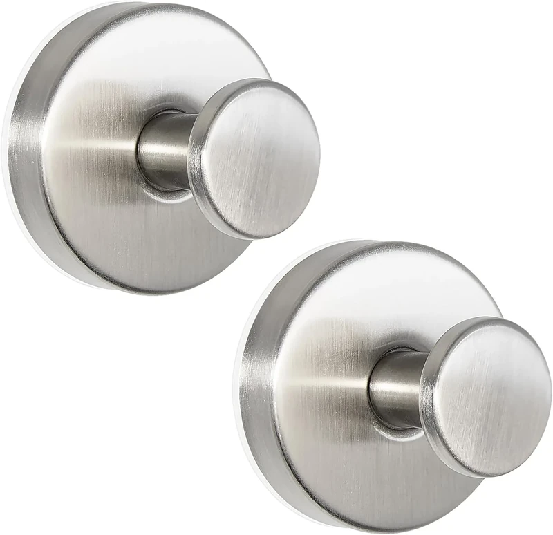 Luxe Hold Stainless Steel Suction Cup Hooks for Christmas Wreath, No Drill Hook for Shower Hanging Towels, Wreath Hanger Holder for Glass Window Door Bathroom Mirror (2, Silver)