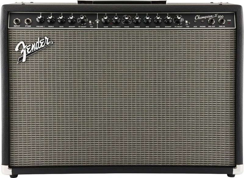 Fender Champion II 100, Combo Guitar Amp, 100W, Suitable For Electric Guitar, More Power, Upgraded Effects and Amp Models, Black/Silver