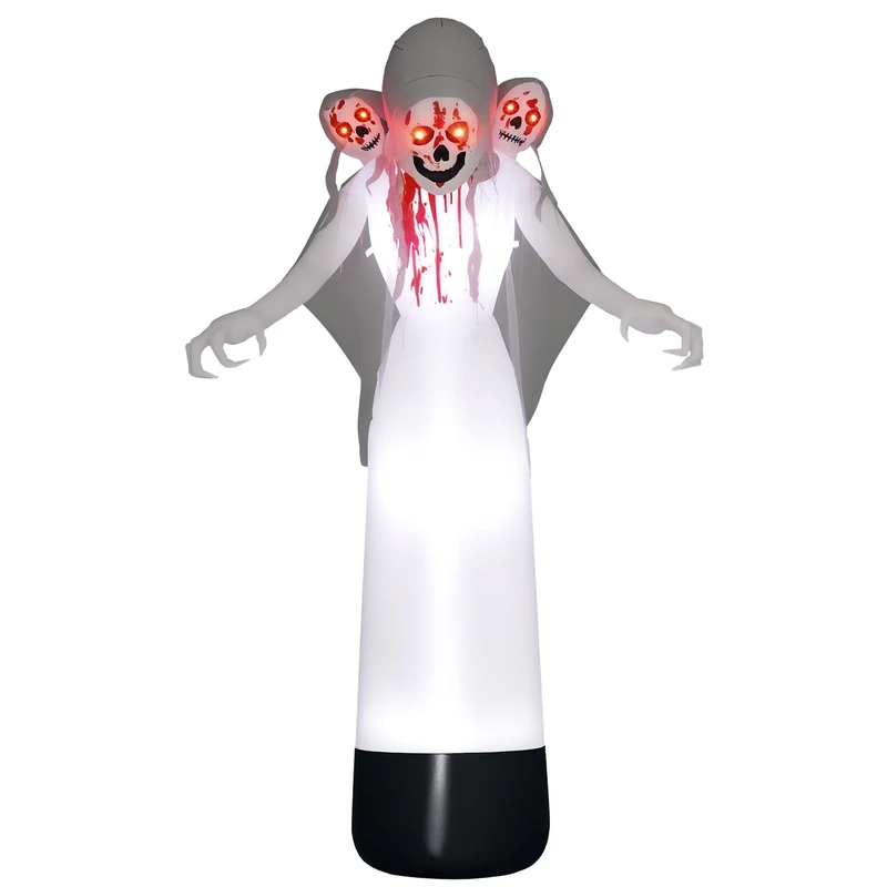 Outsunny 8.9FT Tall Halloween Inflatable Witch Ghost with Three Heads