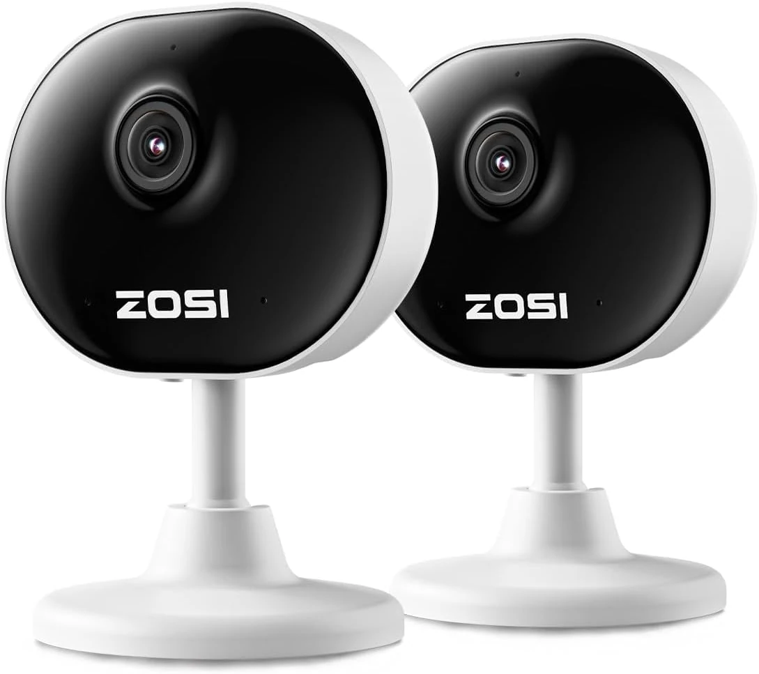 ZOSI WiFi Indoor Camera,1080P Home Security Baby Monitor/Pet Camera with App, 2 Way Audio, Day and Night Video, Alexa enabled, Human/Motion Detection, 2x CCTV Dome Camera
