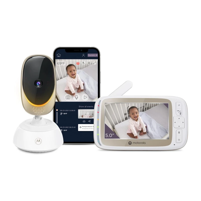 Motorola Nursery VM85 Connect Baby Monitor with Camera – WiFi and Mobile App, 5” Display, Night Vision, Pan/Tilt, Two-Way Talk, Lullabies