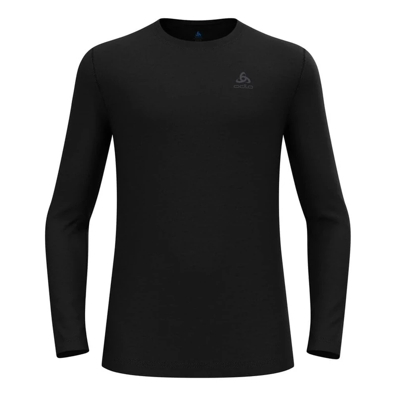 Odlo Men's Merino 160 Baselayer Crew Longsleeve Running Clothing Top Long Sleeve Black - Black L