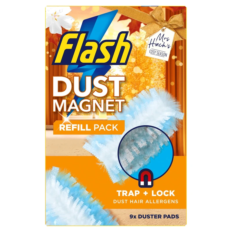 Flash Dust Magnet Mrs Hinch's Cosy Season Duster Scented Refills 9ct, Traps & Locks Up Dirt & Hair In No Time
