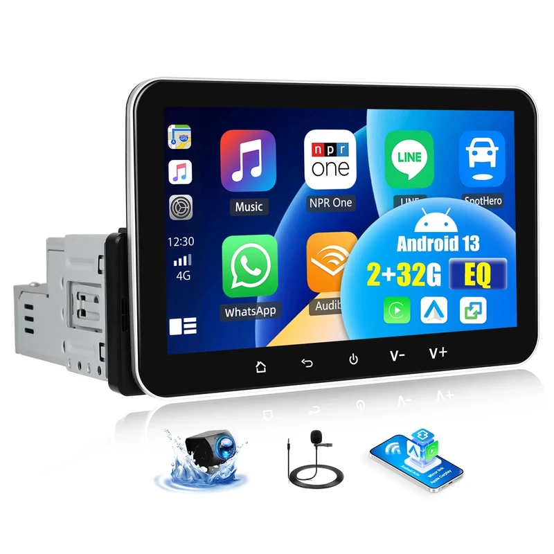 OiLiehu 2G+32G Android 13 Single Din Car Stereo with Wireless CarPlay Android Auto, 7 inch IPS Touchscreen 1 Din Radio with WiFi GPS Navi Mirror Link Bluetooth FM/RDS Radio EQ SWC Backup Camera
