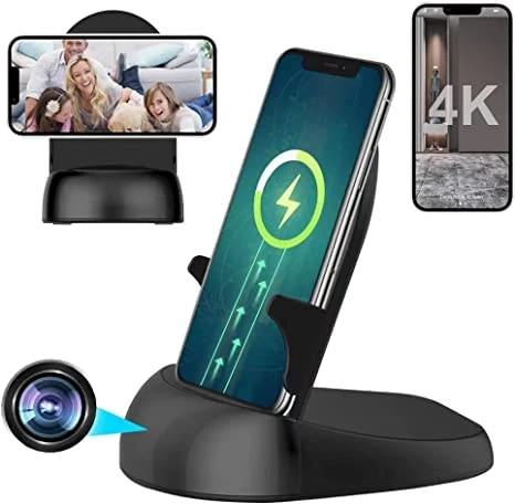 GJFJTC Hidden camera Spy camera WiFi Wireless Charger, Nanny Spy Cam Motion Activated,HD1080P (Rotate Lens) with 250°Viewing Angle, camaras espias ocultas for Home Office Security(2.4/5G)