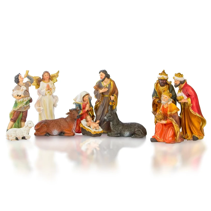 Avilia Resin Nativity Set of 11 for Christmas Nativity Scene – 20 cm Nativity Figures Ideal as Christmas Decorations with Baby Jesus, Joseph and Mary – Adaptable to Different Nativity Scenes