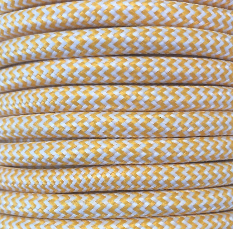 ZIGZAG TEXTILE CABLE MATT YELLOW WHITE