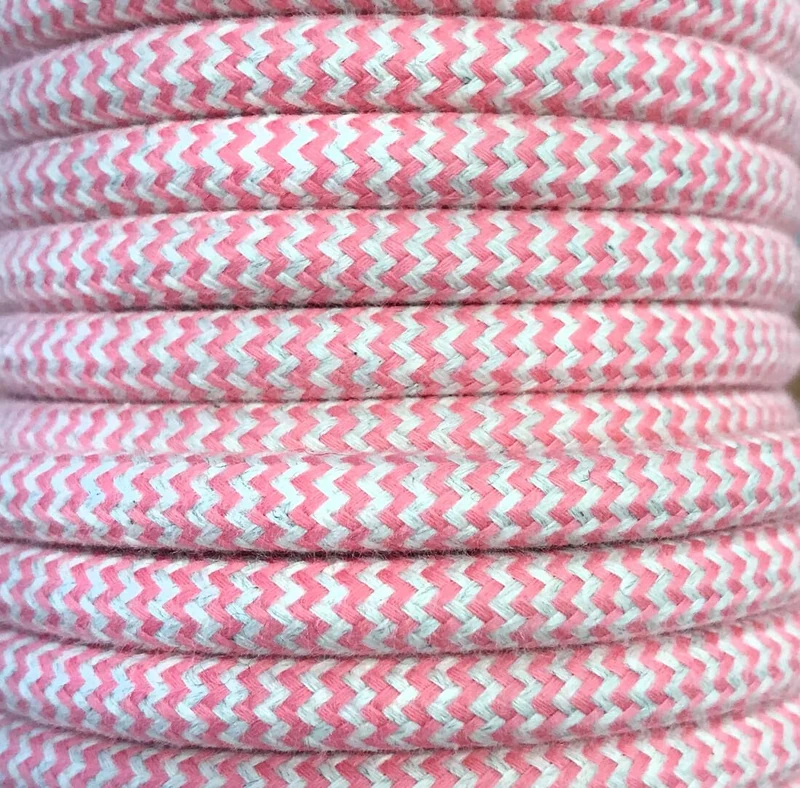25 MTS TEXTILE CABLE ZIG-ZAG PINK - Image 1
