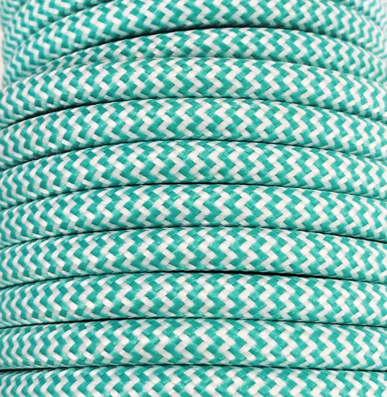 25 MTS TEXTILE CABLE ZIGZAG MINT/BLAC