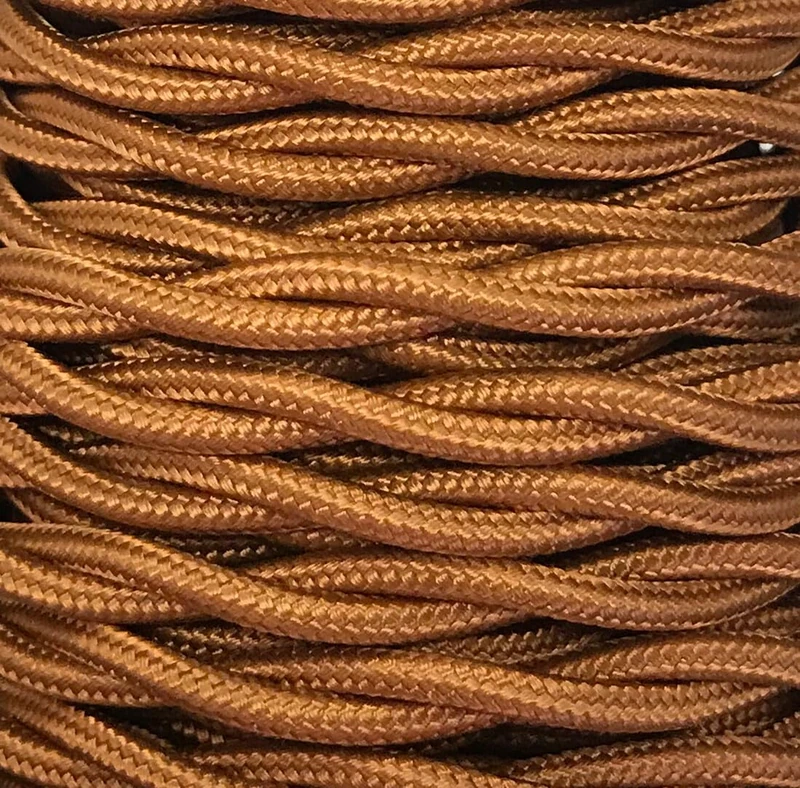 25 m OLD GOLD BRAIDED TEXTILE CABLE - Image 1