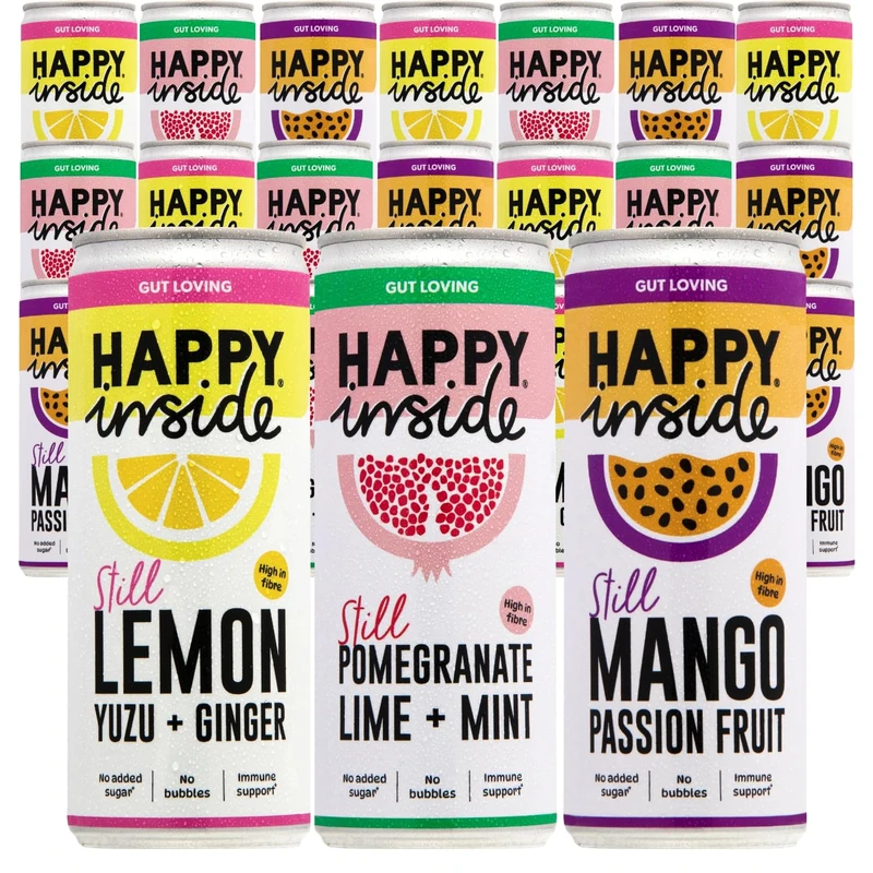 Happy Inside Gut Health Juice - Variety Pack | No Added Sugar, High in Prebiotic Fibre, Vitamin C | Vegan (24 x 250ml)