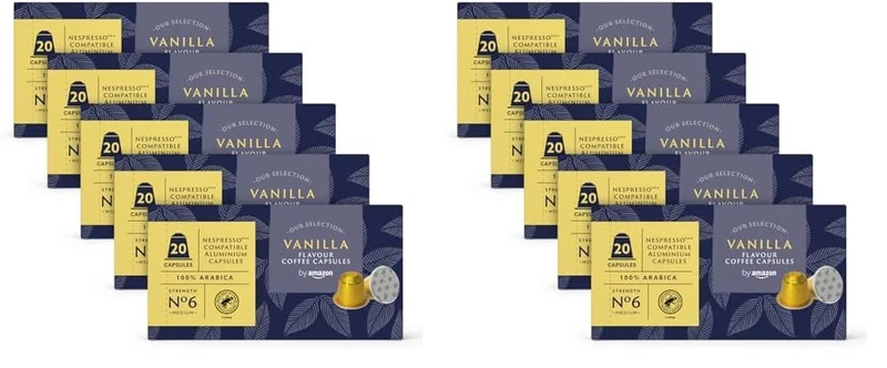 by Amazon Vanilla Coffee Nespresso Compatible Capsules - 100 Count