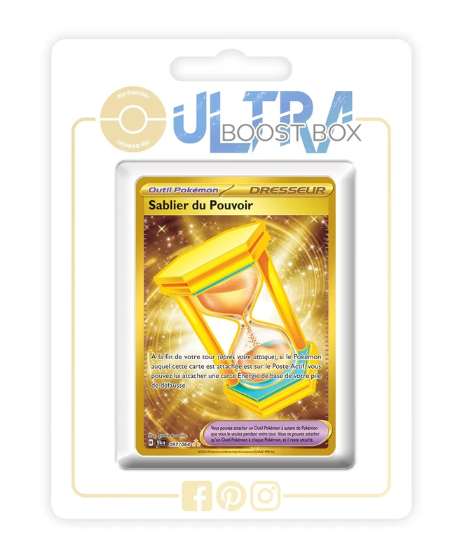 Sablier du Pouvoir (Powerglass) 097/064 Shiny Gold Trainer - my-booster X Écarlate et Violet 6.5 - Fable Nébuleuse Box of 10 Pokemon French Cards