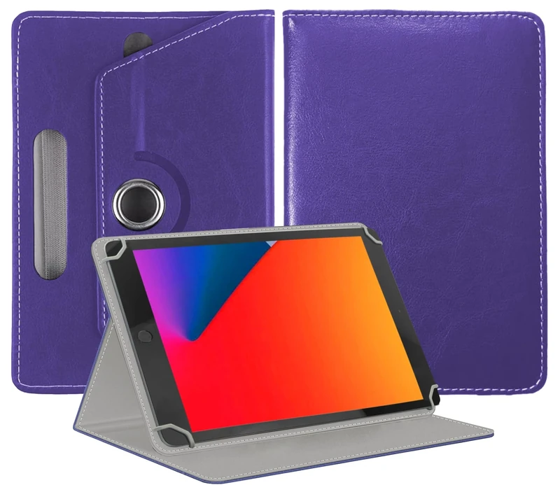 EKAM Universal Stand Folio Case Cover for All 8" Tablets (Fire HD 8, Lenovo Tab M8 8 inch, iPad Mini 5/4/3/2/1,iPad mini 6), PU Leather case Fit for all 8inch tablets (Purple)