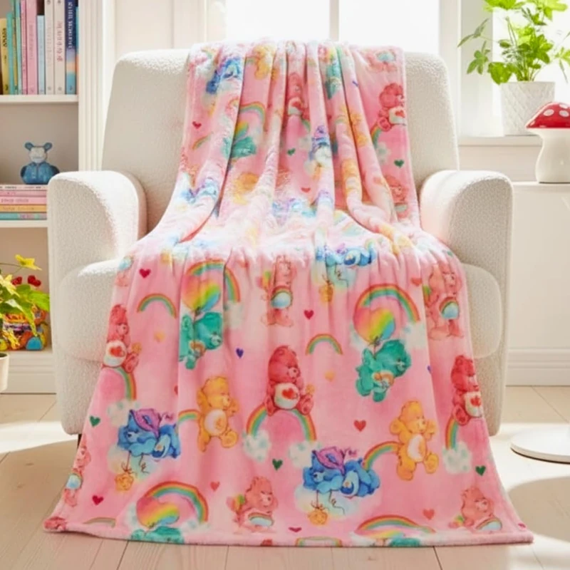 Franco Collectibles Care Bears Classic Rainbow Bedding Super Soft Plush Cozy Throw, 46 in x 60 in, (Officially Licensed Product) - Image 1