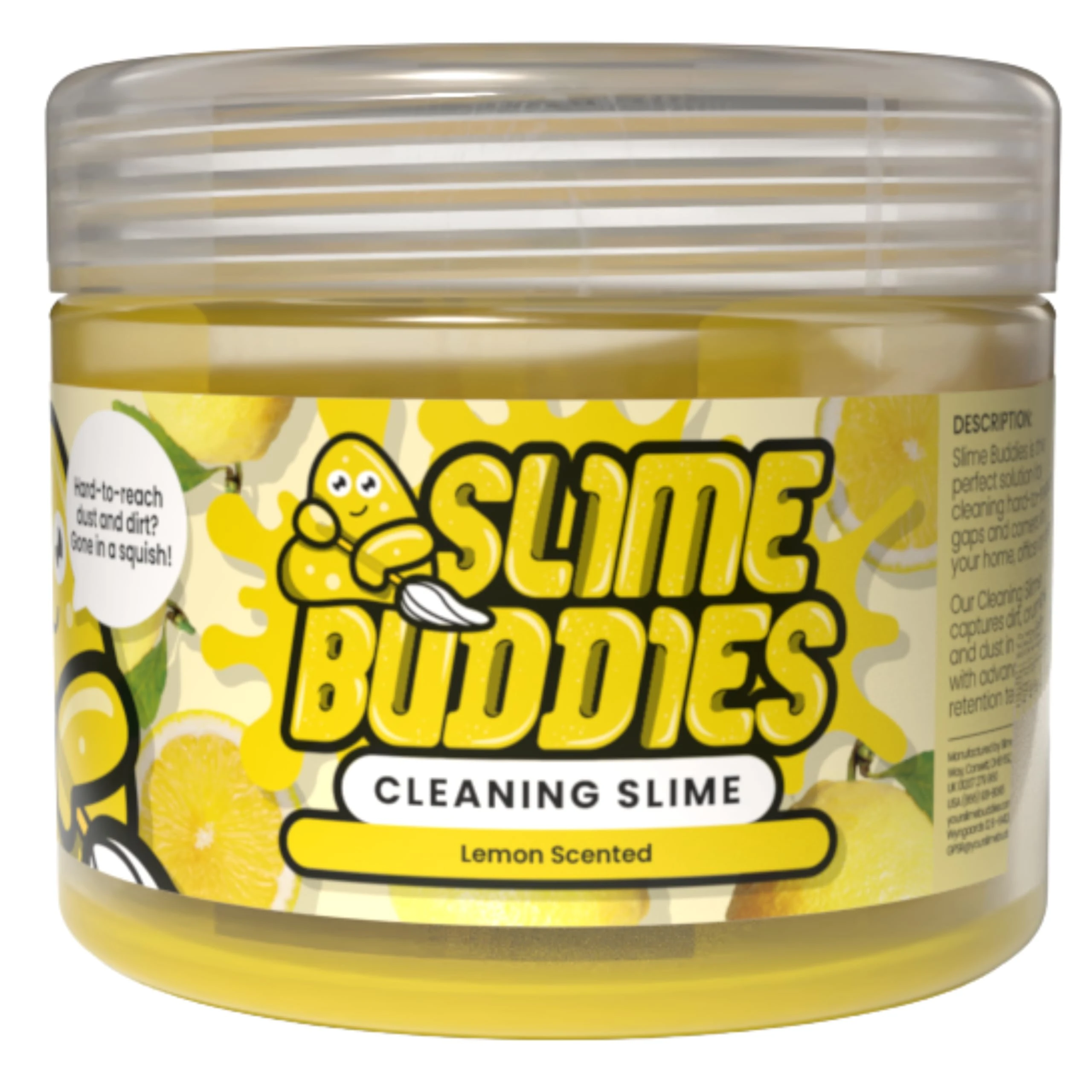Slime Buddies Cleaning Putty Gel | Car Cleaning Gel for Air Vents & Interiors, Computer, Macbook & Laptop Keyboard Cleaner | Clean Hard to Reach Spaces | Surface Dust Cleaner | Lemon Scent 160g
