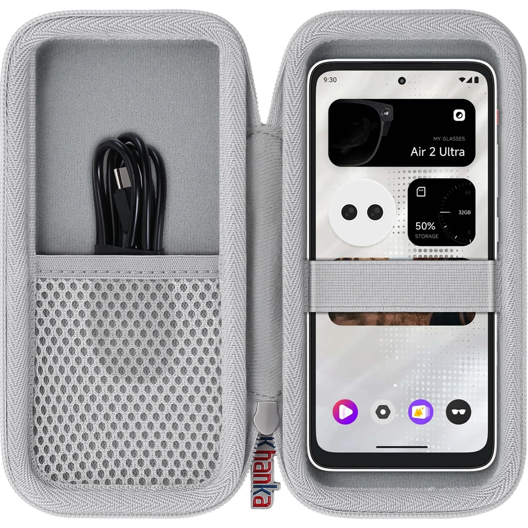 Khanka Hard Case for XREAL Beam Pro,Protective Storage Cover Compatible with XREAL Beam Pro with Lanyard(Case Only) Grey