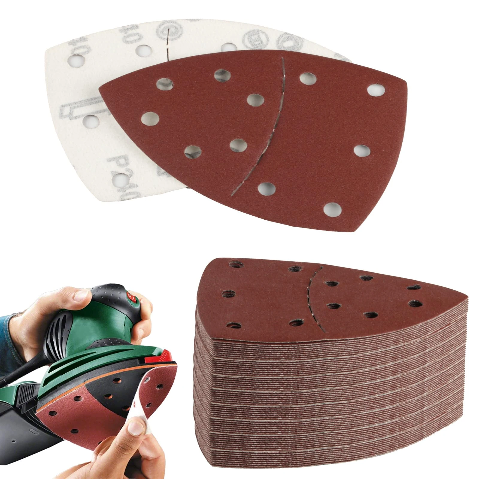 65 Pcs Sanding Pads, Mouse Sander Pads, Hook and Loop Sandpaper for Electric Sander, Detail Multi Tool Sanding Pads for Mouse Sander Sheets for Bosch Sander Pads, 40/60/80/120/180/240/320 Grits