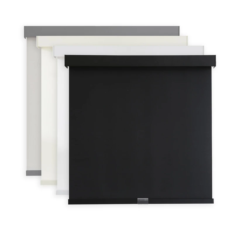AOSKY Light Filtering Roller Shades Cordless Blinds for Windows, Free-Stop Shades with Valance, 99% Blackout, Thermal Insulated Fabric, UV Protection, Natural Woven Blinds（30" W x 72" H, Black）