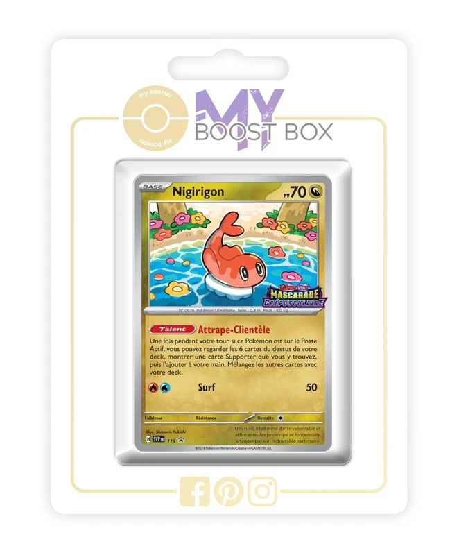 Nigirigon (Tatsugiri) SV118 Holo - my-booster X Écarlate et Violet 6 - Mascarade Crépusculaire Box of 10 Pokemon French Cards