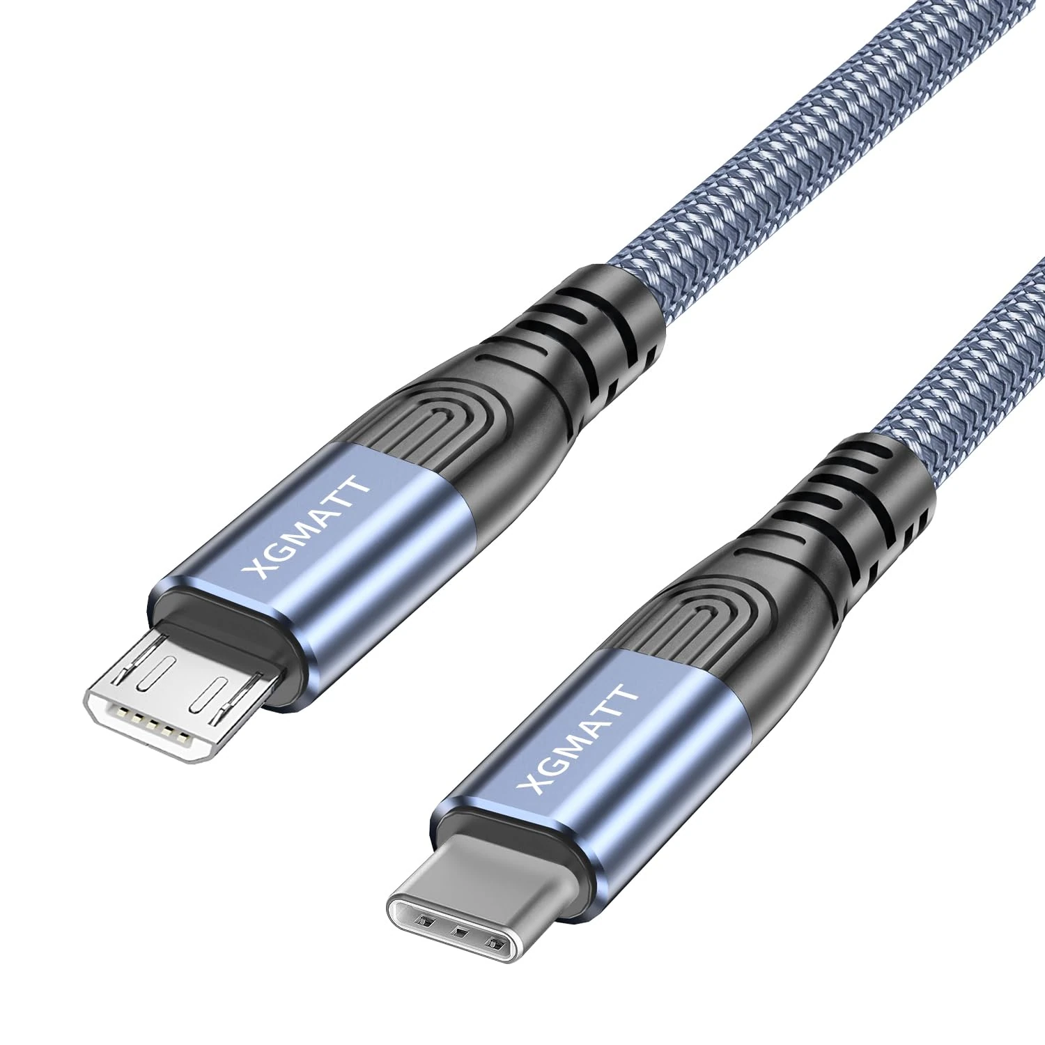 XGMATT USB-C to Micro USB Cable - 1M Nylon Braided Charging Cord, Compatible with Samsung Galaxy S7/S5/J3/J5/J7, Huawei, HTC, LG