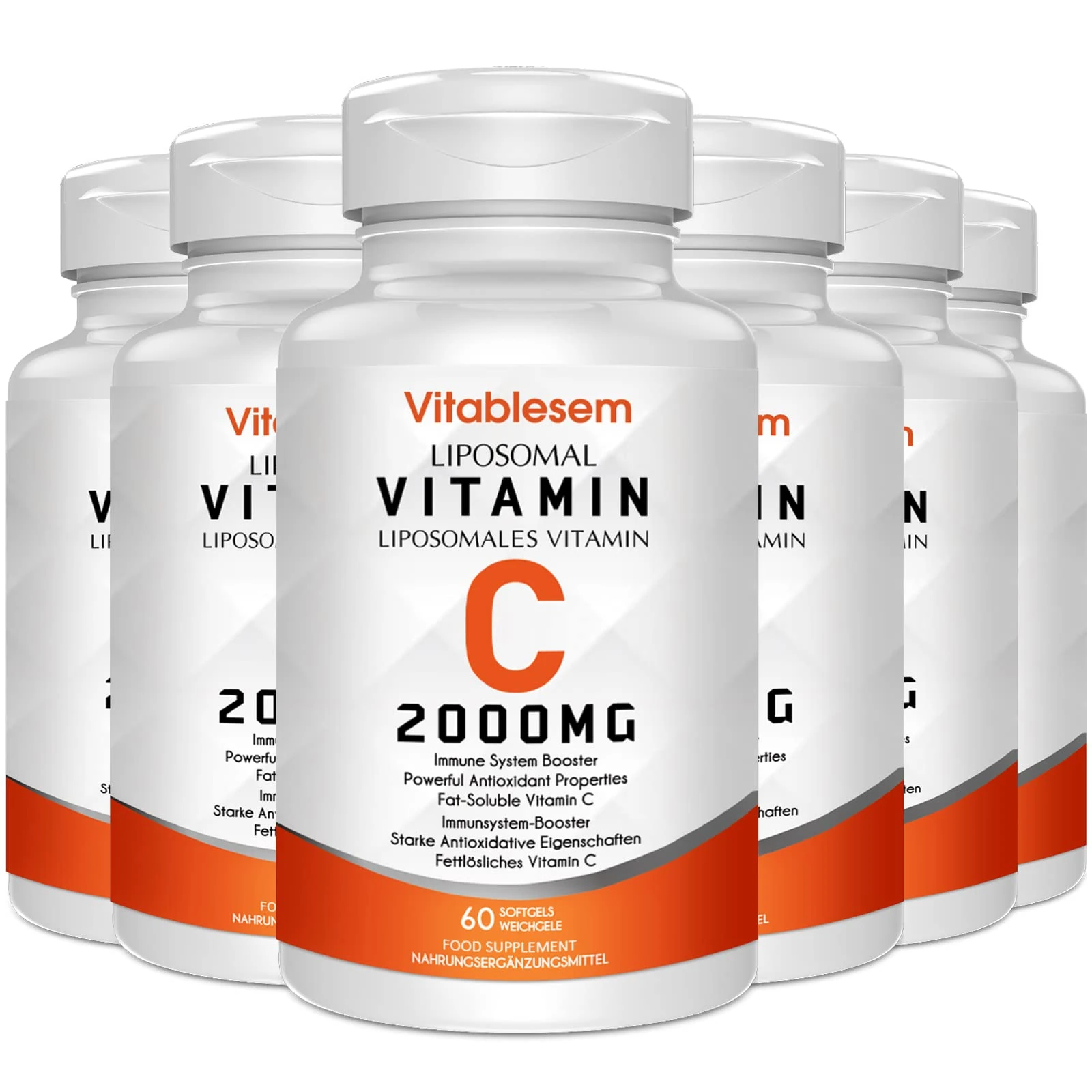 Liposomal Vitamin C Capsules 2000MG (6 Pack) - High Strength Gluten Free & Ascorbic Acid - Immune Support Antioxidant Supplement - Non-GMO