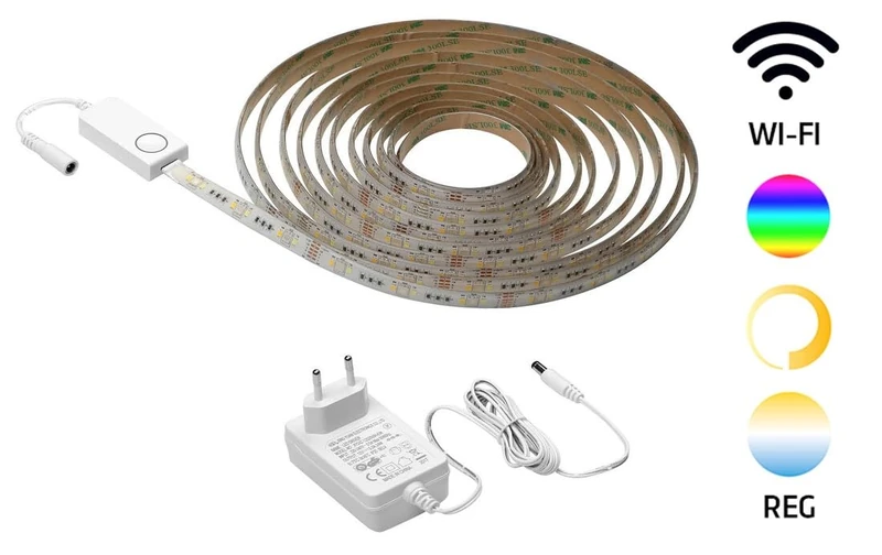 WatioWave Smart LED Strip Kit, 5m, 6W/m, RGB + 2700K-6500K, IP65, Ideal for Decorative and Ambient Lighting.