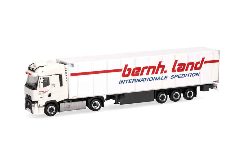 Herpa Truck Model Renault T Facelift Refrigerated Box Semi-Trailer "Bernhard Land" (Lower Saxony/Eystrup), miniature in 1:87 scale, collector's item, Made in Germany, plastic - Image 1