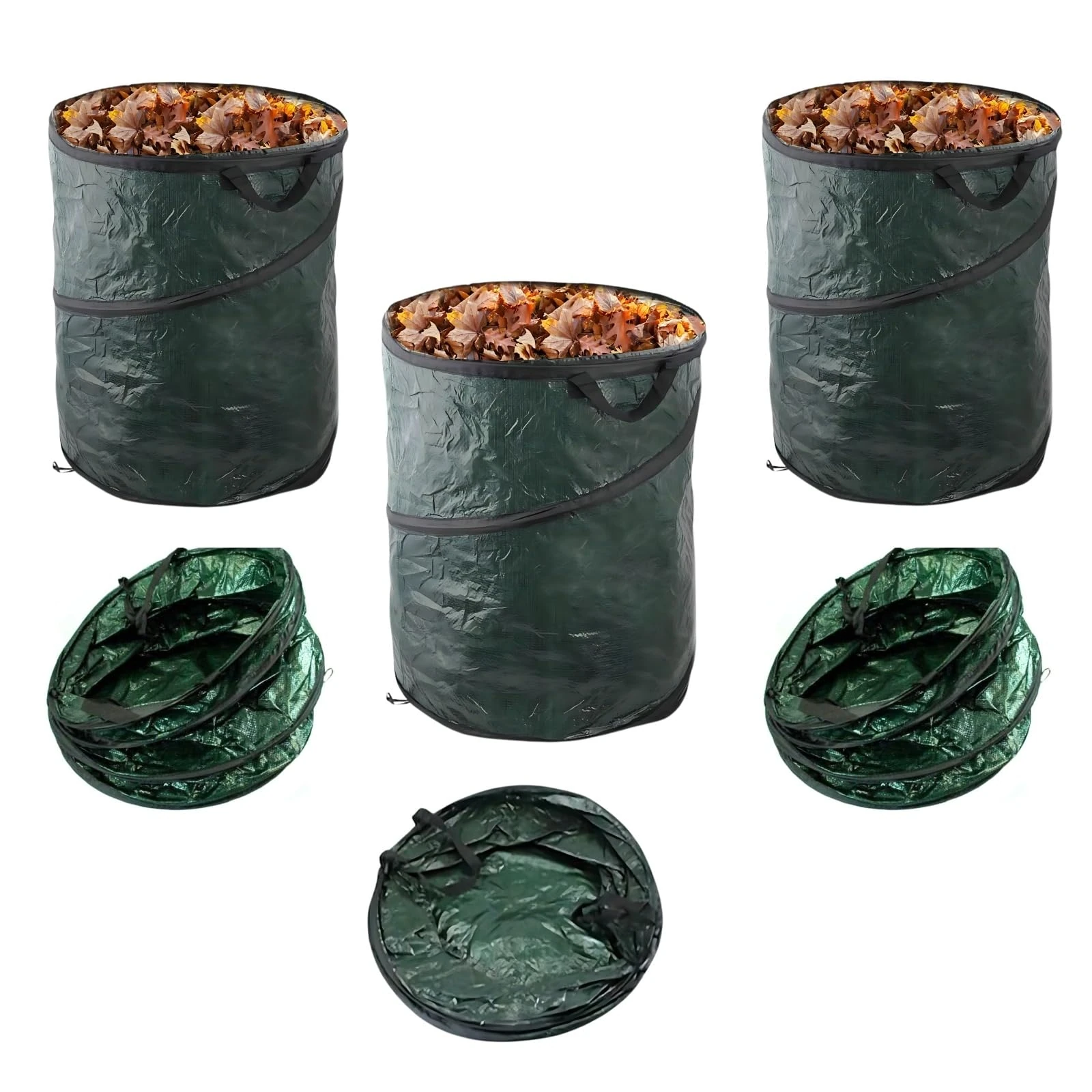 ADEPTNA Large 120L Heavy Duty Pop-Up Garden Waste Bag with Handles - Reusable & Strong Refuse/Rubbish Sack for Garden Clean up (PACK OF 3)