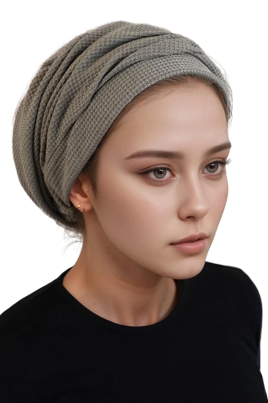 ERMANDINA Jewish Head Covering for Women Tichel Slouchy Beanie Beret Snood Headcovering, Olive, One Size